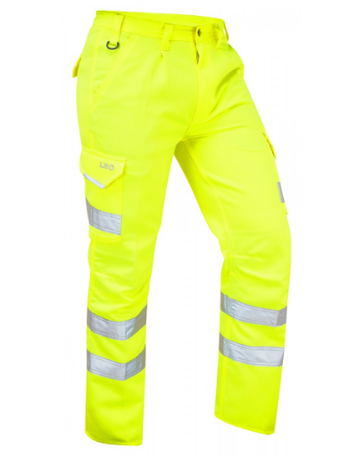 Picture of Leo Workwear BIDEFORD ISO 20471 Class 1 Cargo Trouser in Hi-Vis Yellow 