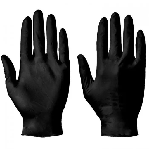 Picture of Black Industrial Nitrile Latex Free Gloves (100)