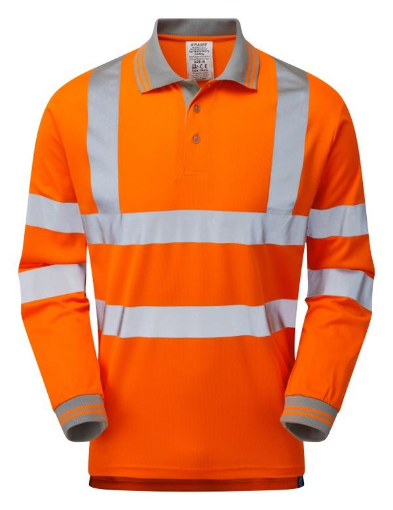 Picture of PULSAR® PROTECT HV Orange Long Sleeve Polo Shirt